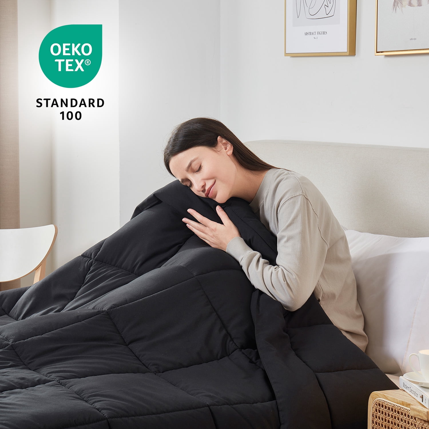 Nestl King Comforter, Down Alternative Bedding Duvet Insert, Black