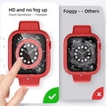 thumbnail image 4 of Waterproof Case Compatible with Apple Watch 45mm iWatch SE Series 8 7 with Tempered Film Screen Protector 3 Pack Full Protective Hard PC Scratch Resistant Face Cover, Black/Red/White, 45mm, 4 of 5
