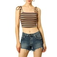 thumbnail image 6 of INSPIRE CHIC Women's Striped Tie Spaghetti Straps Summer Cami Tube Tops M Multicolor Black, 6 of 9