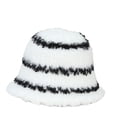 thumbnail image 4 of SikaFu Simple Striped Stripes Warm Water Barrel Hat Female In Winter Shows A Small Cover Face Plush Fisherman Hat Big Head Enclosure Hat, 4 of 4