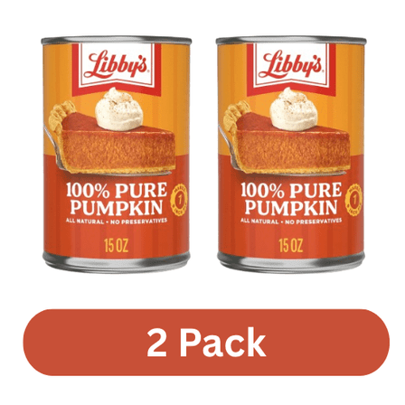 100% Pure Pumpkin Puree, All Natural Gluten Free Canned Pumpkin for Baking Pumpkin Pie Dessert, 15 oz Can (2 Pack)