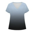 thumbnail image 6 of Hfnxid Womens Summer Tops Eyelet Short Sleeve V Neck Shirts Fashion Gradient Business Blouse Casual Loose Fit Work Blouses Gray M, 6 of 8