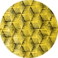 thumbnail image 1 of Ahgly Company Machine Washable Indoor Round Oriental Yellow Industrial Area Rugs, 6' Round, 1 of 4