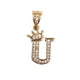thumbnail image 4 of Cadena y dije de brillos con corona de oro laminado letra U, 4 of 7