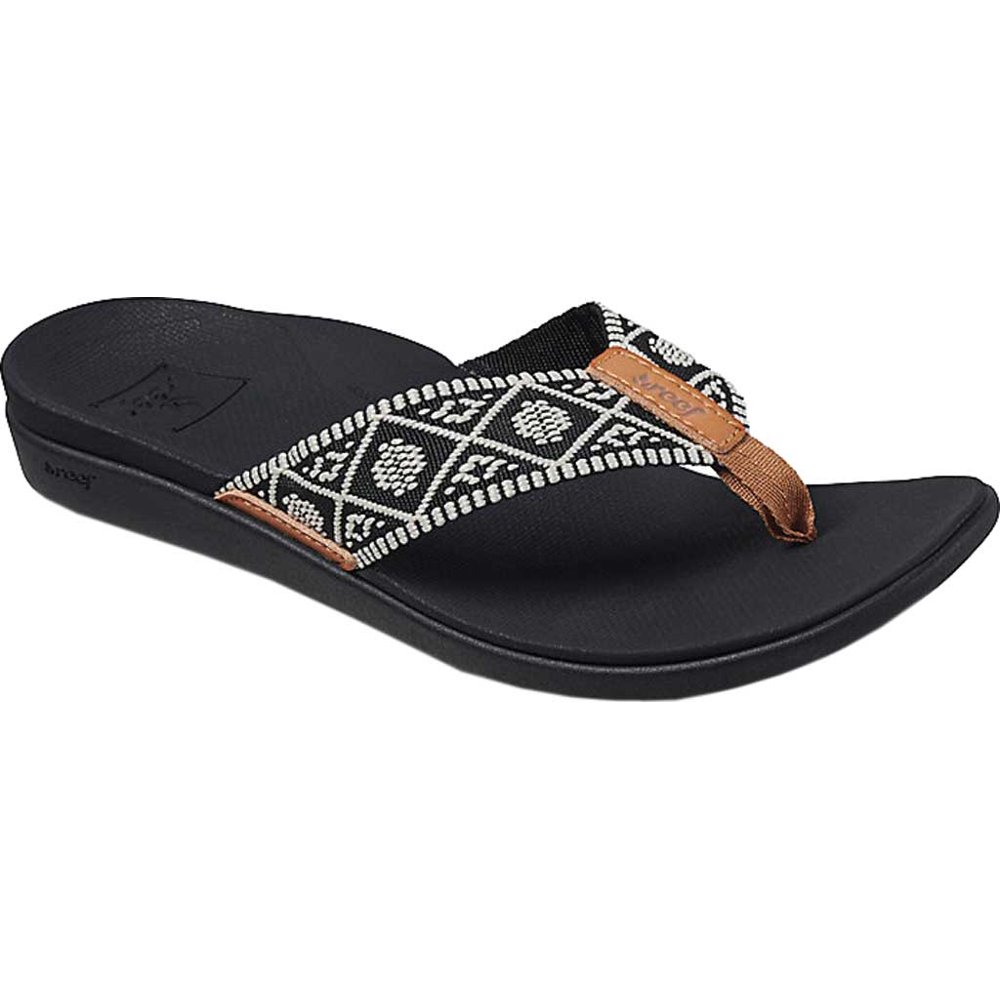 womens black reef flip flops