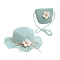 thumbnail image 1 of Sombrero de paja con flores y conjunto de bolsa de paja para mujer, de tela transpirable, con circunferencia de 56 a 58 cm, 1 of 5