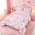 thumbnail image 2 of meiyoeat Pink Cow Print Full Size Comforter Sets,Girly Bow Bedding Comforter Set For Girl,Reversible,3-Piece,1 Comforter and 2 Pillowcases, 2 of 7