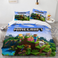 thumbnail image 1 of XI Bedding Quilt Cover + Pillowcase Set, Soft Microfiber, Decorative MC Duvet Cover with Zipper, 3D Print, Gamer Design, 1 of 2