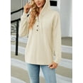 thumbnail image 6 of Liacowi Women Long Sleeve Hooded Sweatshirt Button Hoodies Casual Solid Color Autumn Loose Fit Pullover Tops, 6 of 8