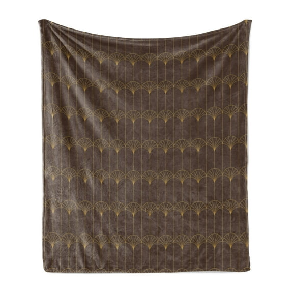 Ambesonne Art Deco Fleece Throw Blanket Brown Simple Vintage Motif 50"x70" Dark Brown and Sand Brown