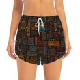 thumbnail image 4 of Lsque Polynesian Turtles Printed Women's Running Shorts with Liner Pockets,Elastic Quick Dry Workout Athletic Gym Yoga Shorts,Womens High Waist Shorts-Small, 4 of 9