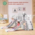 thumbnail image 4 of JOYLDIAS 10 in 1 Toddler Slide and Swing Set,Double Kids Climber Slide Playset for Age 1-3 w/Basketball Hoop,Telescope,Tunnel,Storage Space,Indoor Outdoor Backyard Playground Toys(White & Gray), 4 of 18
