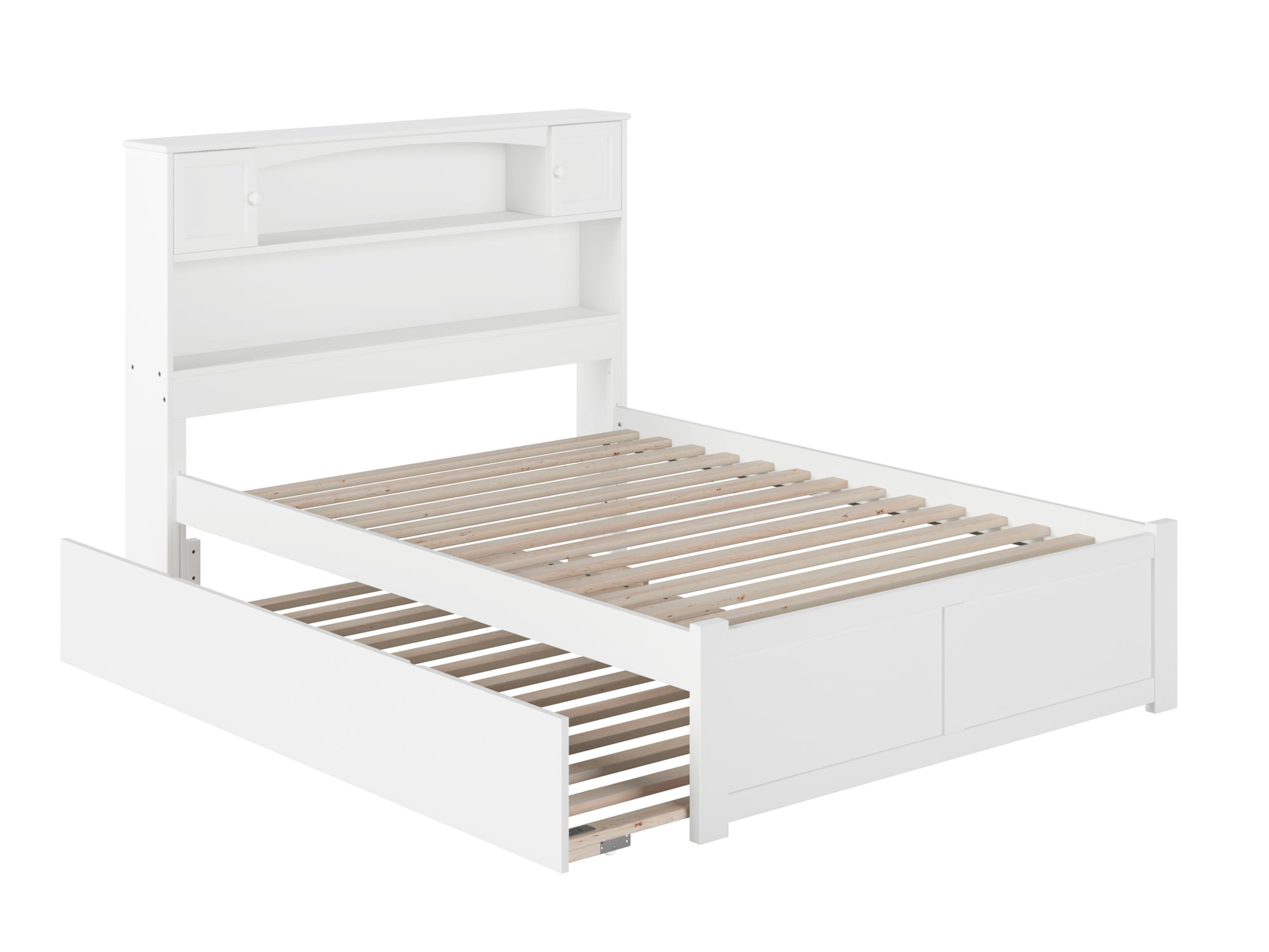 AFI Newport Full Solid Wood Platform Bed with Footboard & Full Trundle, White