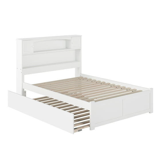 AFI Newport Full Solid Wood Platform Bed with Footboard & Full Trundle, White