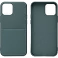 thumbnail image 4 of Dark Green Felt Lined Silicone Phone Case With Stitched Front Pocket for iPhone 12 Pro Max + Tempered Glass Screen Protector, 4 of 4