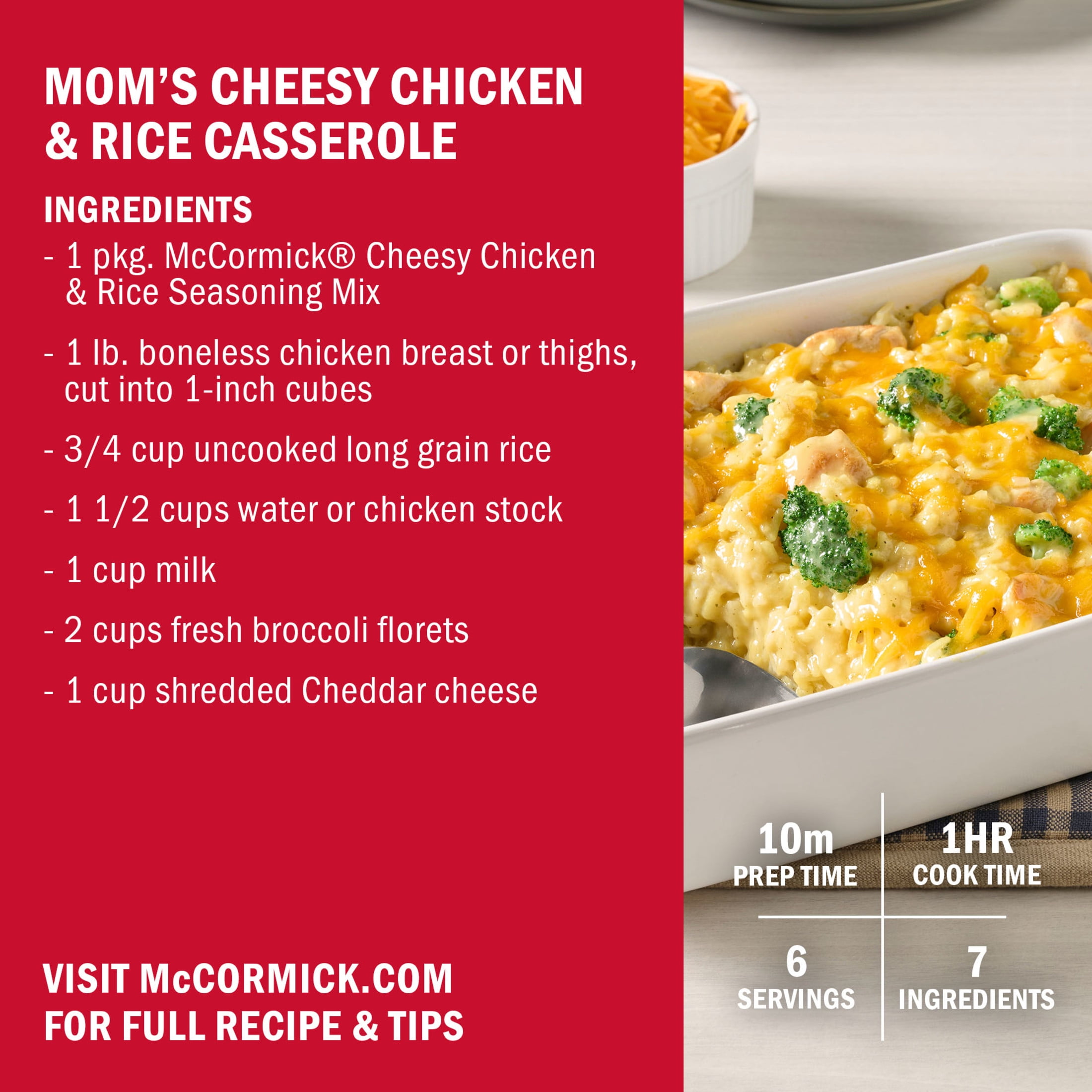 (12 pack) McCormick Mom's Cheesy Chicken & Rice Casserole Seasoning Mix, 1.25 oz Packet
