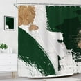 thumbnail image 3 of Emerald Green Gold Shower Curtain for Bathroom Decor 72Wx72H Abstract Modern Oil Painting Minimalist Aesthetic Simple Neutral Art Printed Fabric Polyester Waterproof 12 Pack Plastic Hooks, 3 of 6