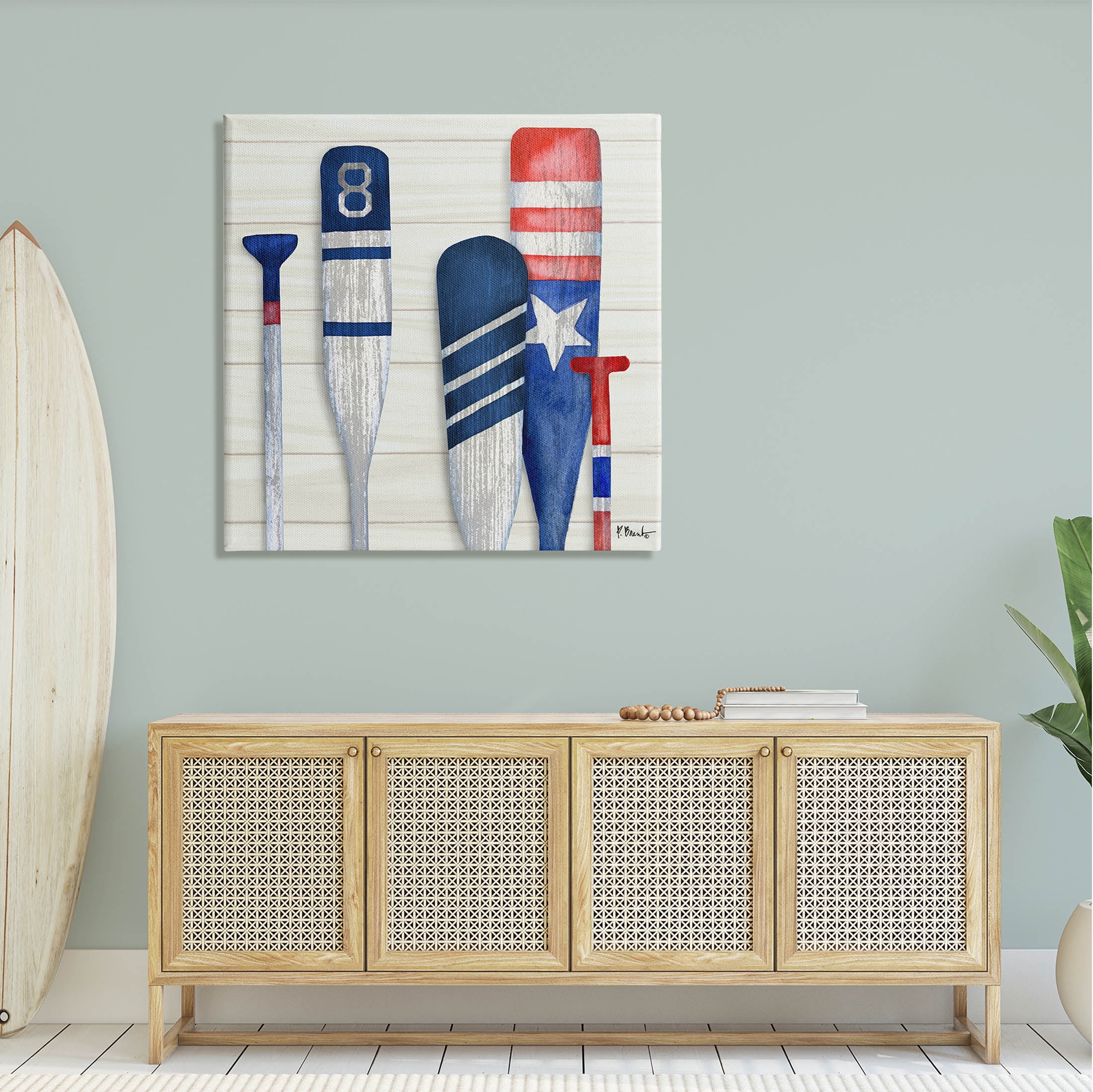 Stupell Industries Port Oars Rustic Americana Patterns Graphic Art Gallery Wrapped Canvas Print Wall Art, Design by Paul Brent