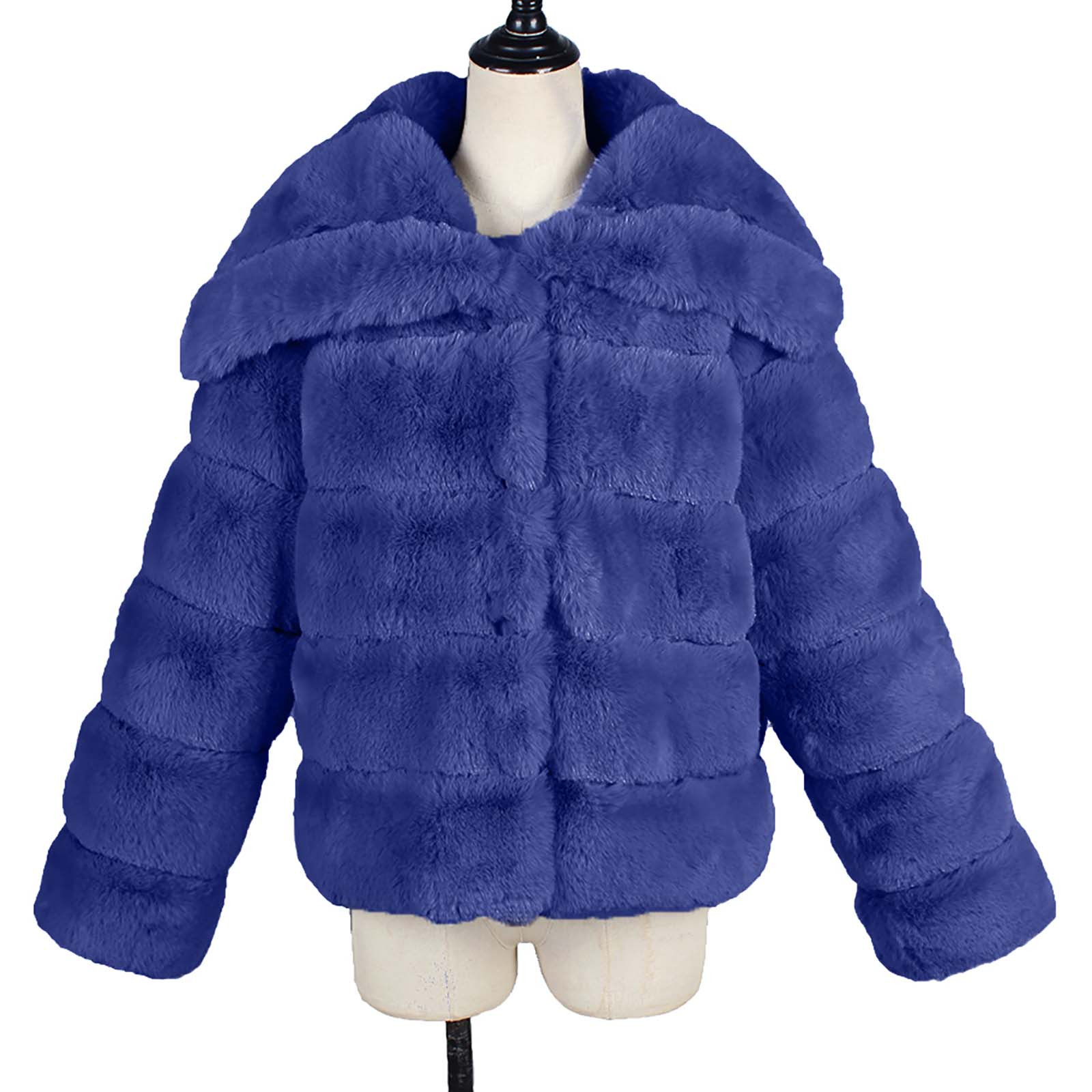 AUNVITO Womens Fall Fashion 2024 Womens Ladies Warm Faux Furry Jacket