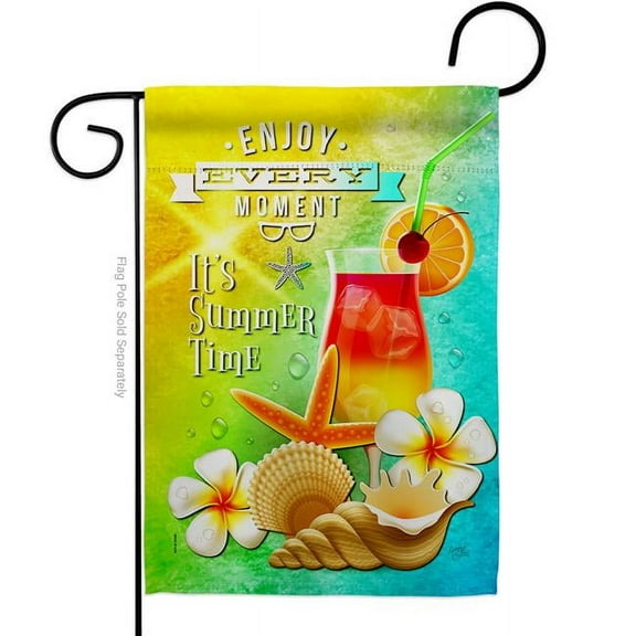 Breeze Decor G156100-BO Shells Drinks Summertime Fun & Sun 13 x 18.5 in. Double-Sided Decorative Vertical Garden Flags for House Decoration Banner Yard Gift