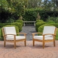 thumbnail image 5 of Noble House Peyton Outdoor Wooden Club Chairs w/ Beige Cushions (Set of 2), 5 of 12