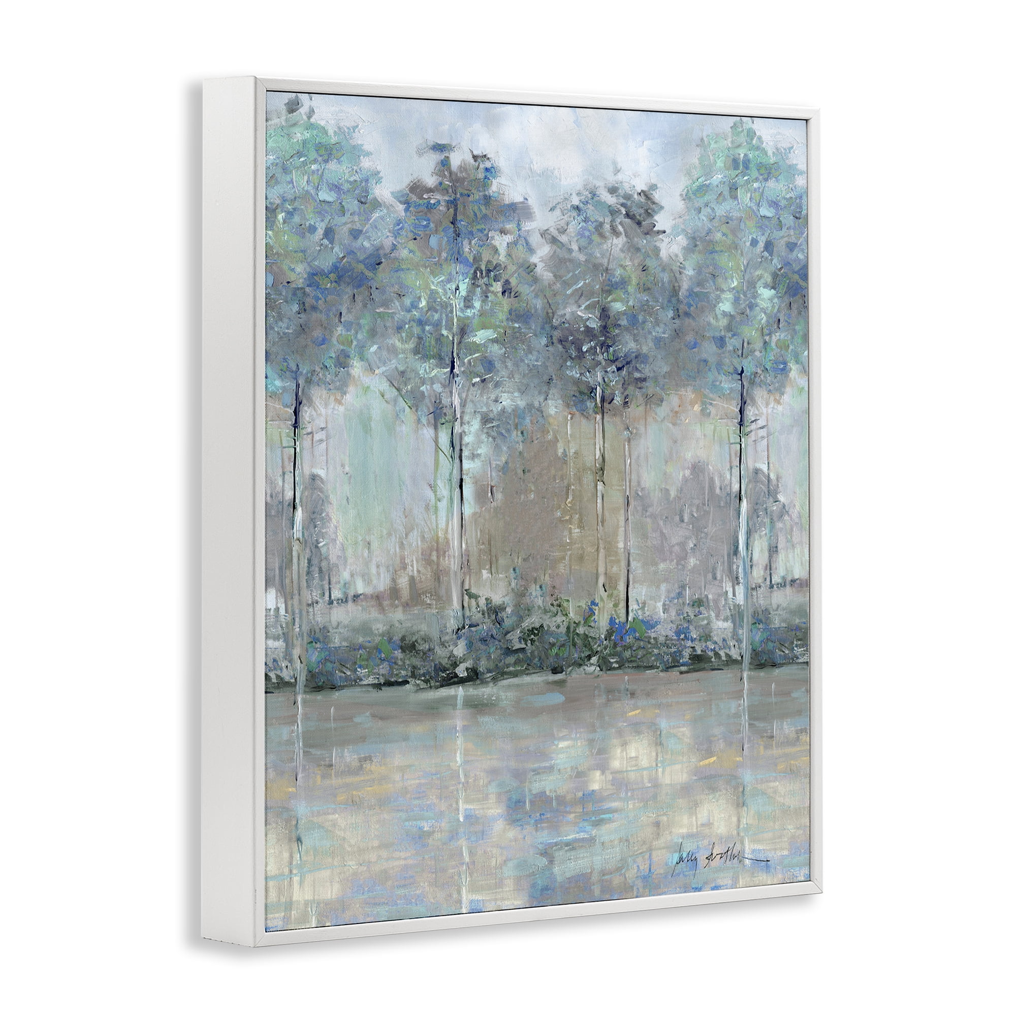 Stupell Industries Subdued Impression of Trees White Framed Giclee Art, design by Sally Swatland