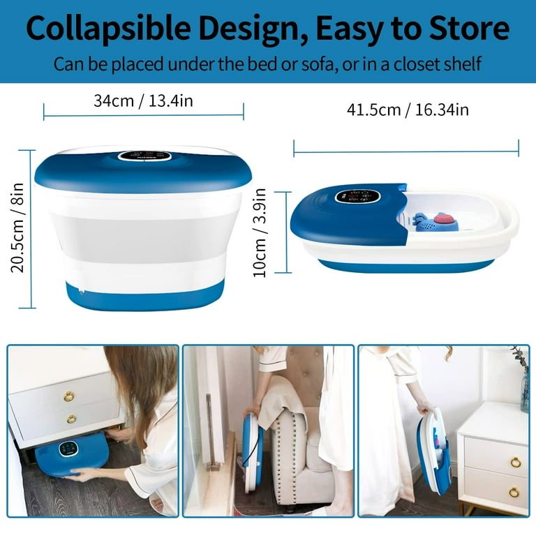 KNQZE Collapsible Heated Foot Spa, 16 Rollers, Bubbles, Pumice