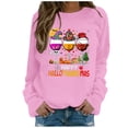 thumbnail image 2 of WEIWEN Happy Hallothanksmas Halloween Sweatshirts for Women Thanksgiving Christmas Graphic Fall Sweaters for Women Dressy Casual Long Sleeve Outfits Women's Clothing Pink, M, 2 of 5