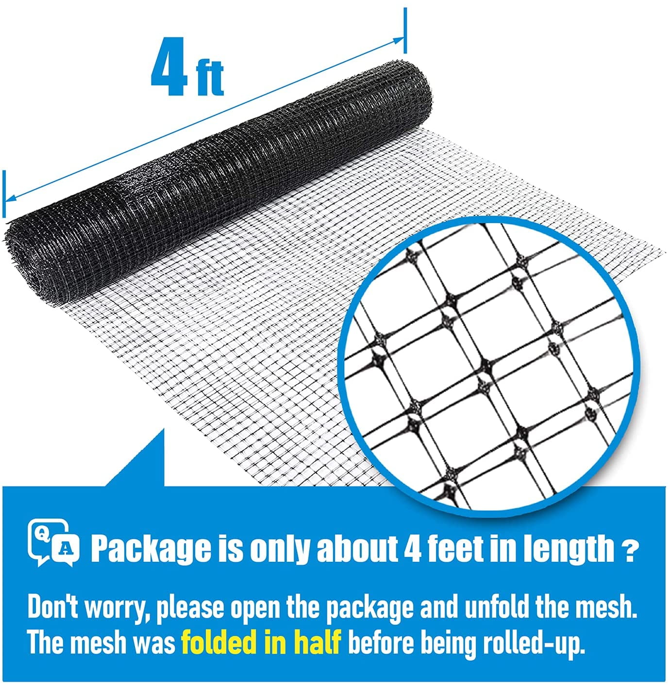 Fencer Wire Garden Netting, 7.5 ft. x 65 ft. Heavy Duty Bird Netting for Garden Protection, Plastic Fence Deer Fence Garden Netting Pest Barrier Rabbit Fence Flower Bed Fencing Animal Barrier