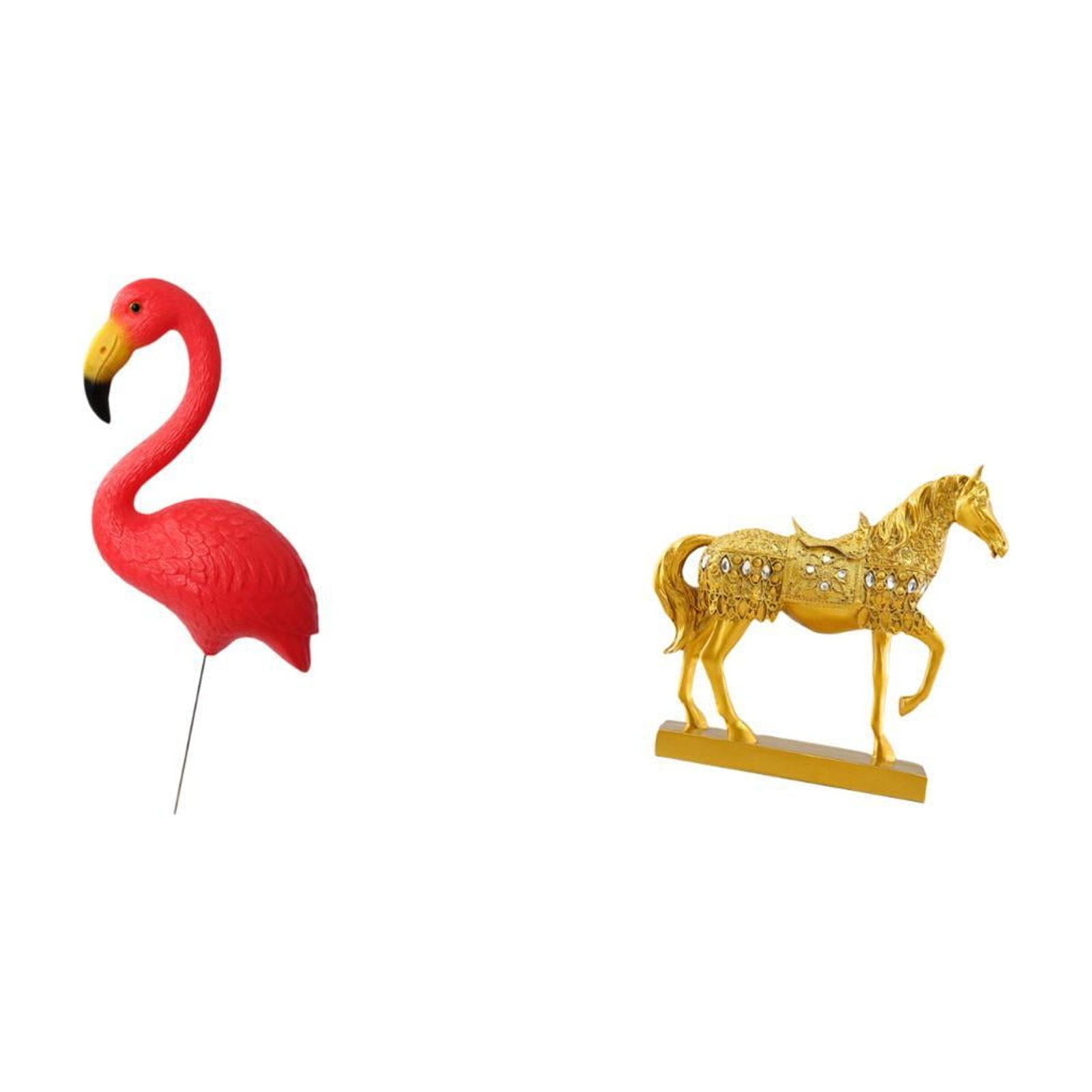 Miulika Flamingo Bird Statue Figurine Yard Art Ornament Horse Sculpture Animal Figurine Engraved Resin Garden Stake for Holiday Spring Home Office Decor