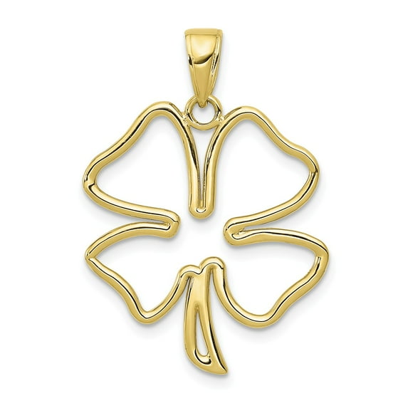 FB Jewels 10K Yellow Gold Four Leaf Clover Cut Out and High Polish Pendant