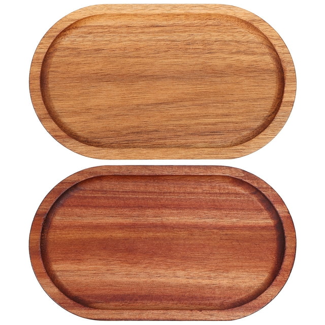 SHISUYAN Wooden Tray for Kitchen Counter Light Brown Wood Plates for Food Storage 2pcs Versatile Multipurpose 7.87x5.12 Inches