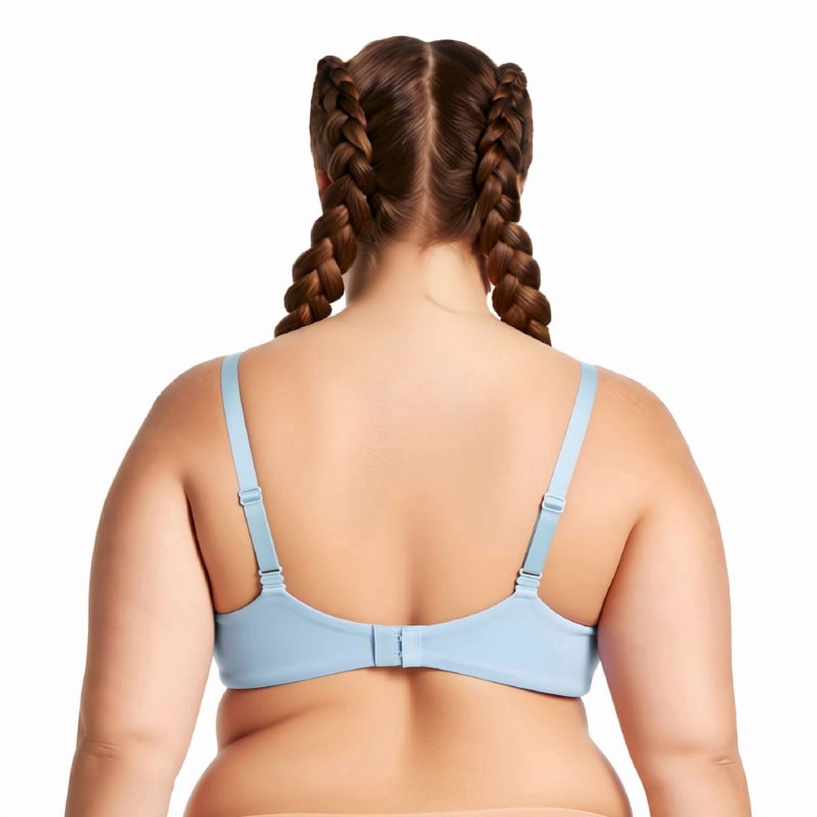 Curve Muse Women's Plus Size Add 1 and a half Cup Push Up Underwire Convertible Lace Bras -2PK-Black,Lt Blue-32B