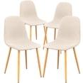 thumbnail image 1 of Juego de 4 sillas de comedor y muebles tapizados en tela de color beige claro, 1 of 7