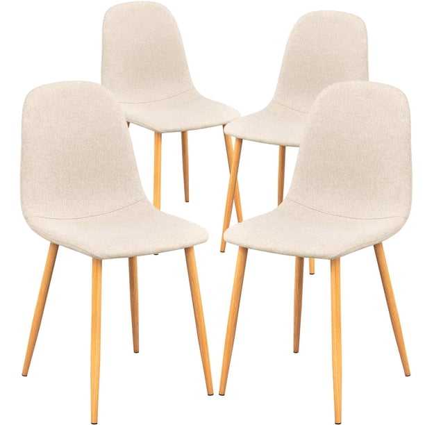 Juego de 4 sillas de comedor y muebles tapizados en tela de color beige claro