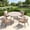 Sandshell Table-Wheat Cushion, variant on Vicllax 5 Pieces Outdoor Patio Dining Set, 41" Gray Round Table and 4 Rattan Chairs with Soft Gray Cushions