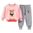 thumbnail image 2 of Afuyipoi Kids Cute Teddy Bear Graphic Sweatshirt and Matching Joggers Outfit Set 100% Cotton 0-7Y Pink Size 2T, 2 of 4