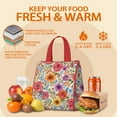 thumbnail image 5 of Pioneer Flower Floral Print Pattern Insulated Lunch Bag for Women & Adults,Large Portable Soft Cooler Lunch Bag,Thermal Food Storage Tote with Pearl Cotton,8.66L,8.75x5.75x9.5 Inch, 5 of 6