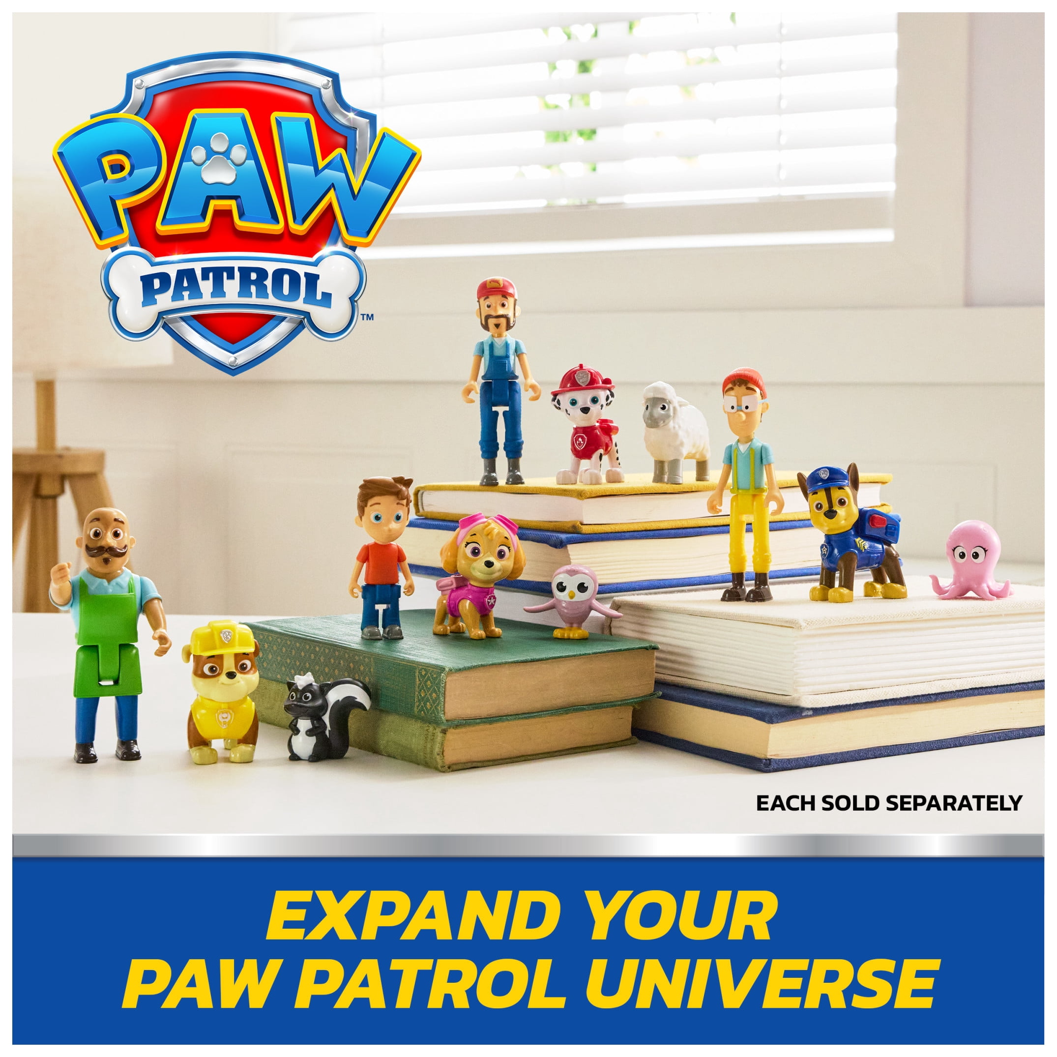 PAW Patrol Rubble & Mr. Porter Figure Pack with Skunk Toy Figure, for Kids 3+