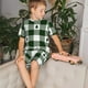 thumbnail image 4 of Balery Green White Lumberjack Plaid Conjunto de Pijama Infantil de Manga Corta con Estampado – Ropa de Dormir de Algodón Suave-Medium, 4 of 6