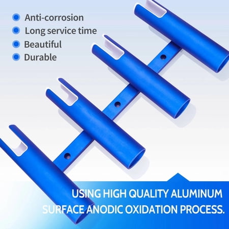 Blue Aluminium 4 Tubes Boat Fishing Rod Holder Lightweight Boat Rod Holder