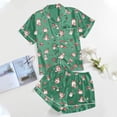 thumbnail image 2 of Travel Pajamas – 2 Piece Comfy Lounge Set Women's Casual Printed Pyjama Set Silk Satin Short Sleeve Button Down Top And Shorts Set, 2 of 4