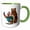 Green/White, variant on 3drose, Funny Foolish Turkey Tourist Taking Selfie with Angry Bear Satire, 11oz Mug
