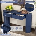 thumbnail image 5 of 54" Narrow Console Table with 2 Drawers, Rounded Curves Long Sofa Table with Hidden Handle, Entryway Table with Fluted Design for Living Room, Navy, 5 of 7