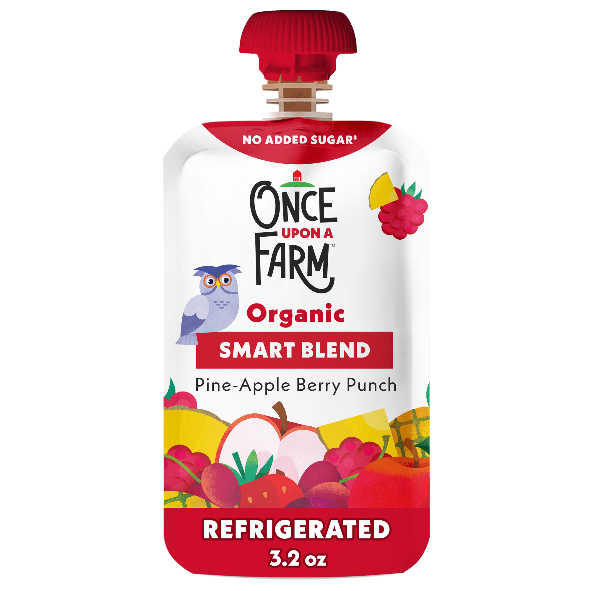 Once Upon a Farm Organic Refrigerated Baby Food Smart Blend Pine-Apple Berry Punch, 3.2oz Pouch