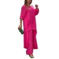 thumbnail image 2 of Atuendos Con Pantalones De Pierna Ancha 2 unids/set conjuntos de dos piezas sueltos sólidos traje de pantalones sueltos para ir de compras (Rose Red XL) Cgtredaw Para estrenar, 2 of 9