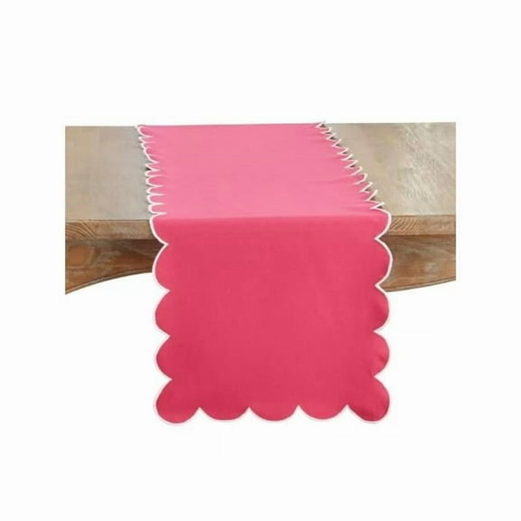 Saro Lifestyle 8123.FU1672B 72 x 16 in. Scalloped Rectangle Table Runner, Fuchsia