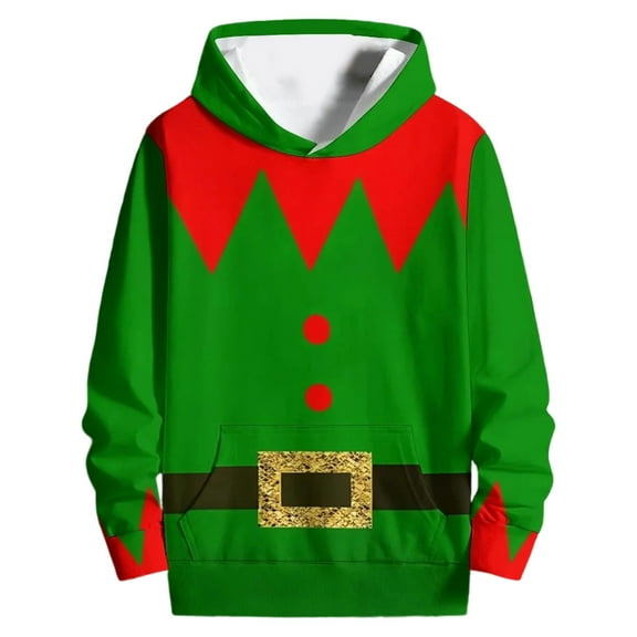 VNKIDY Men Hoodies Fall Winter Christmas Elf Clothes Style Hoodie Warm Long Sleeve Loose Fit Sweatshirts For Festive Season Stretchy Tops