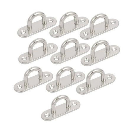 Uxcell 304 Stainless Steel 6mm Thick Ring Oblong Sail Shade Pad Eye Plate 10pcs