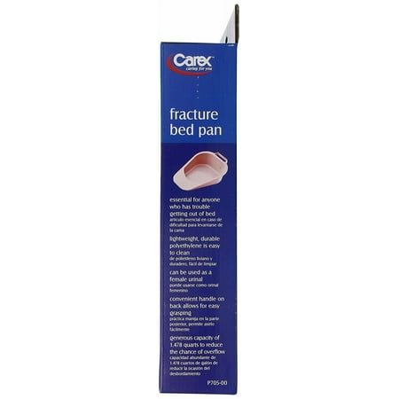Carex Fracture Bed Pan, Retail Boxed, Disposable, Comes with Handle, 47.3 oz Capacity